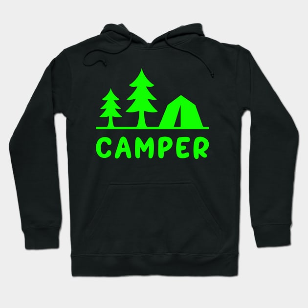 Camper Outdoors Tents and Pine Trees Hoodie by TLSDesigns